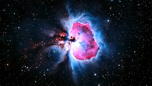 Stellar nebula core with radiant cyan halo and starfield edges.