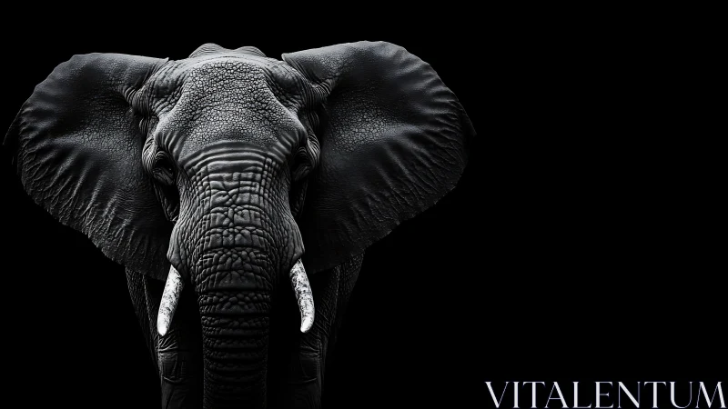 Elephant portrait reveals sculpted wrinkles on deep black