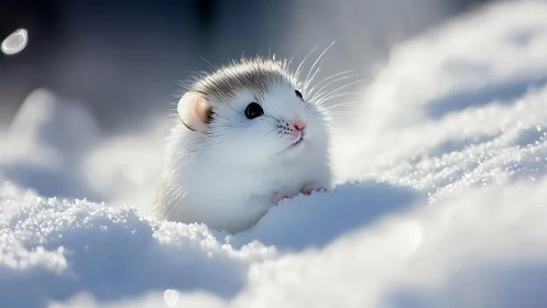 Snowdrift daydreamer mouse cradled in frosted quietude.