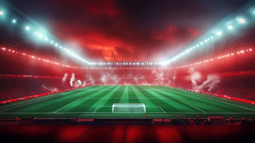 Floodlit stadium interior renders dramatic match-night atmosphere