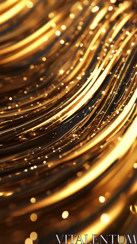 3D golden light trails with flowing bokeh particle ribbons.