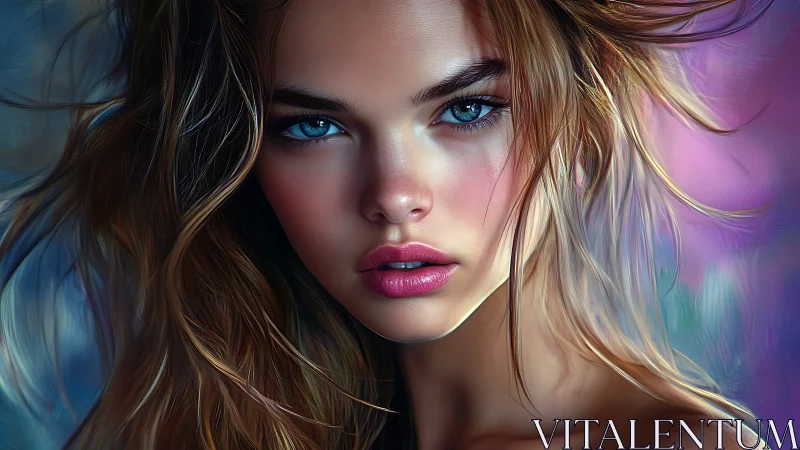 Storm-tossed gaze carves neon calm through painted chaos