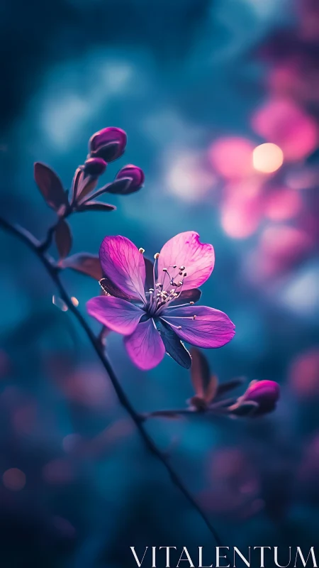 Magenta Petals Against Twilight.