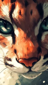 Hypnotic tiger gaze in sunlit painterly close-up portrait.