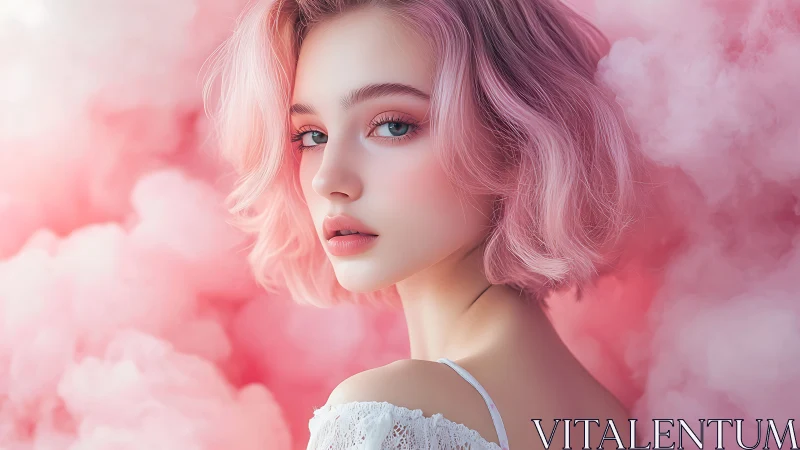 Soft pink dreams with a cotton candy cloud muse.