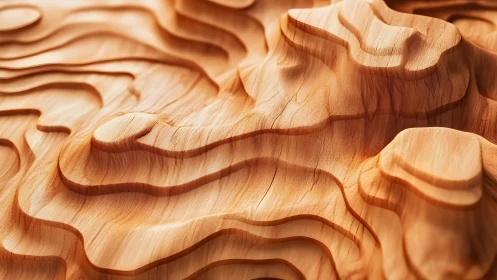 Intricate Wooden Topographic Map in Abstract Artistic Style.