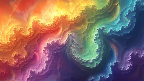 Fractal turbulence renders multicolor gradient vortex topology