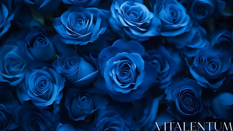 Midnight Garden: Sapphire Blooms in Luminous Darkness.