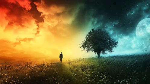 Wandering soul between daybreak glow and moonlit dreams.