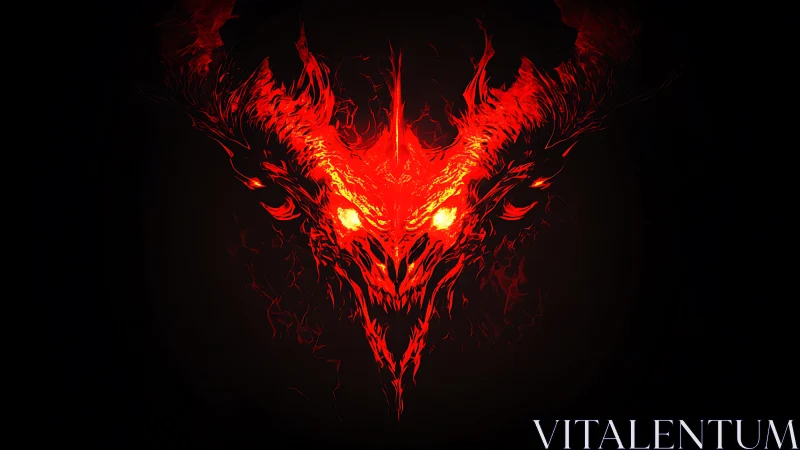 Infernal flame demon visage forged from searing strokes.