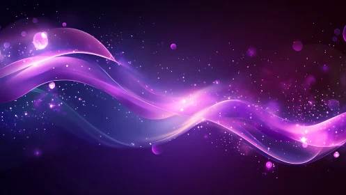 Vibrant violet light waves swirl across a cosmic night