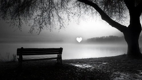 Solitary Bench Dreams Beneath Weeping Willow.