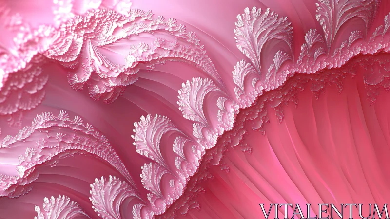 Pink fractal plumes carve layered waves across abstract field
