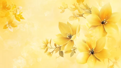 Yellow Floral Composition Against Soft Gradient Background
