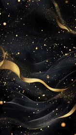 Golden ribbons drift gently through a deep night sky