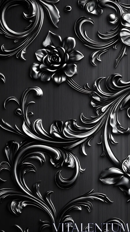 Midnight metal florals swirling in baroque shadowplay.