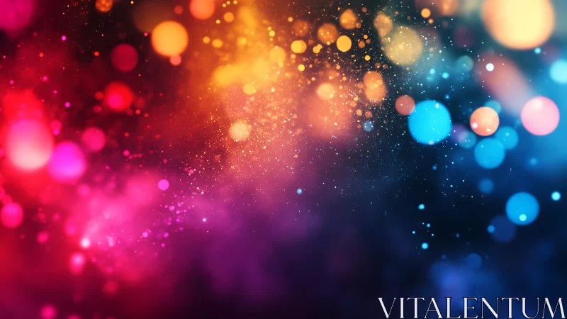 Prismatic bokeh nebula with glowing particles in motion.