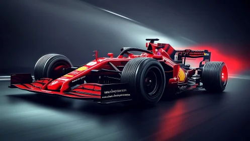 Scarlet race car surges forward with bold speed and power