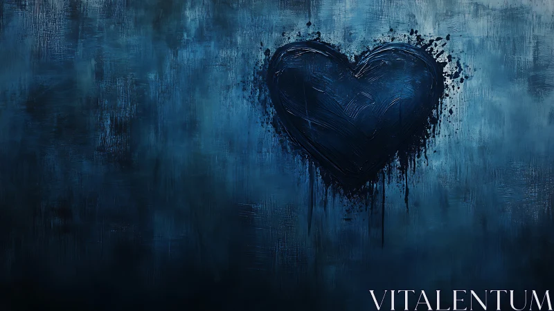 Dark heart form rendered on textured blue surface