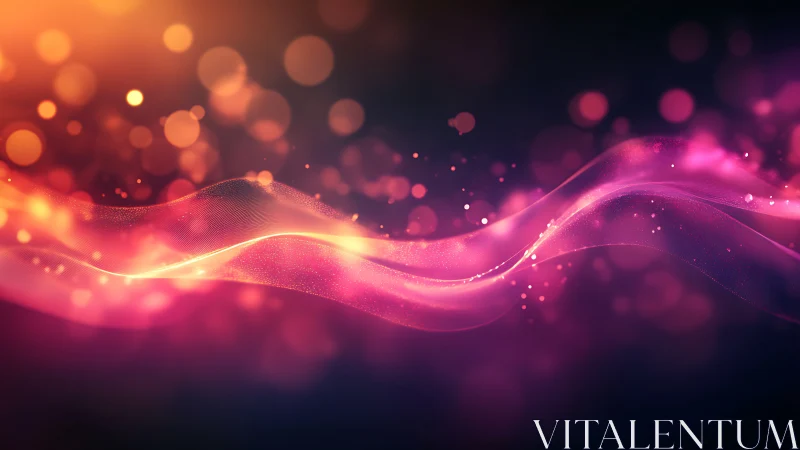 Luminous spectral wavefronts with particulate bokeh diffusion.