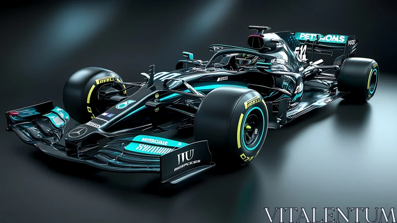 High-gloss F1 race car render showcases advanced aero sculpting