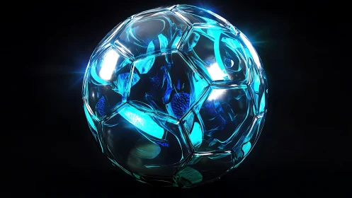 Nebula-kissed glass football orb humming with electric play.