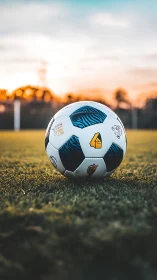 Golden sunset welcomes a lonely soccer ball to the pitch