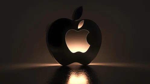 Sleek 3D Apple Logo Render with Dramatic Lighting Effect.
