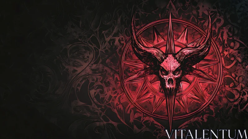 Infernal horned skull sigil crowned by a bleeding compass.