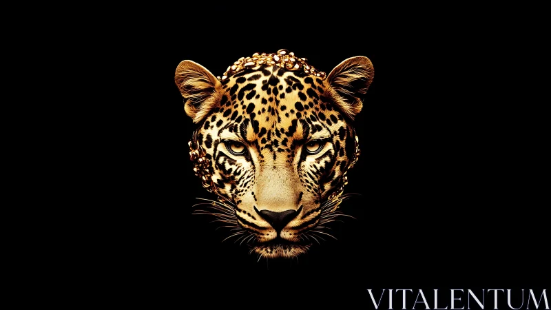 Golden leopard portrait employs high-contrast chiaroscuro lighting