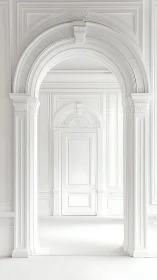 Quiet White Arches Leading Into A Soft Sunlit Dream Room.