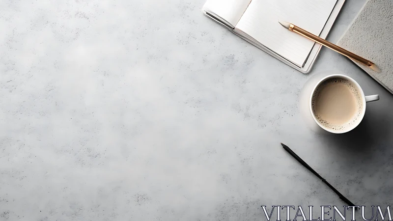 Cozy coffee break beside a notebook ready for new ideas.