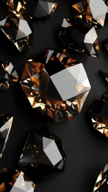 Smoky brown faceted gemstones rendered in high-gloss 3D