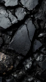 Glistening black rock fragments form a dramatic dark texture.