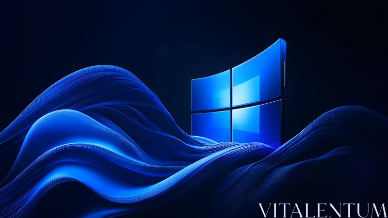 Futuristic Windows Logo with Flowing Blue Waves, Digital Art Style. Futuristic Windows Logo with Flowing Blue Waves, Digital Art Style.