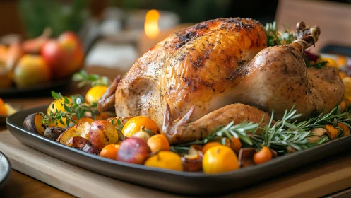 Golden-Roasted Poultry Centerpiece with Caramelized Root Vegetables.