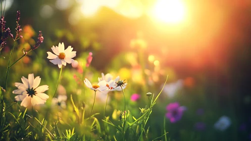 Daisies Caught in Golden Hour Magic.