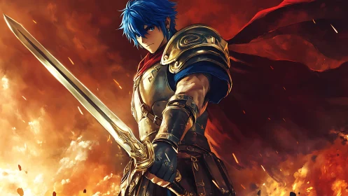 Blue haired ember knight meets blazing destiny at dawn.