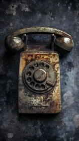 Corroded rotary telephone handset with heavy surface oxidation.