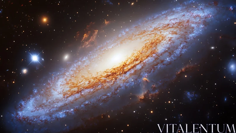 Edge-on barred spiral galaxy with luminous core and dust lanes