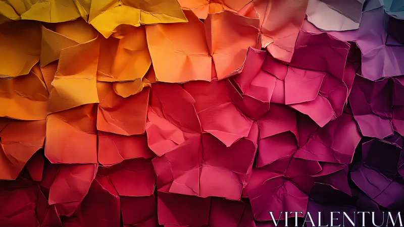 Folded polygonal surface forms graded warm color field