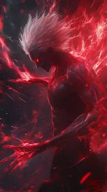 Crimson lightning peels from the voidbound fury of this titan