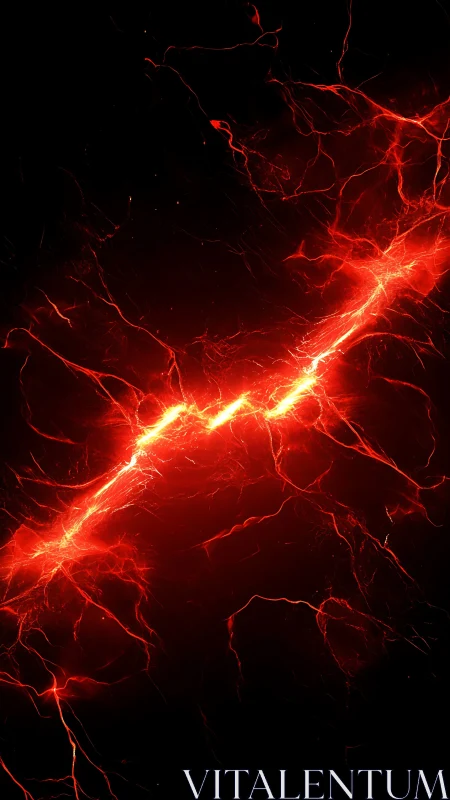 Crimson energy fracture slices through obsidian void.