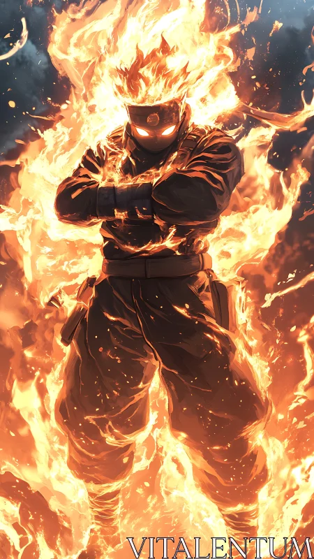Pyroclastic shinobi in full-body combustion envelope field.