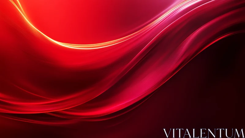 Radiant red light waves form layered flowing abstract ribbons
