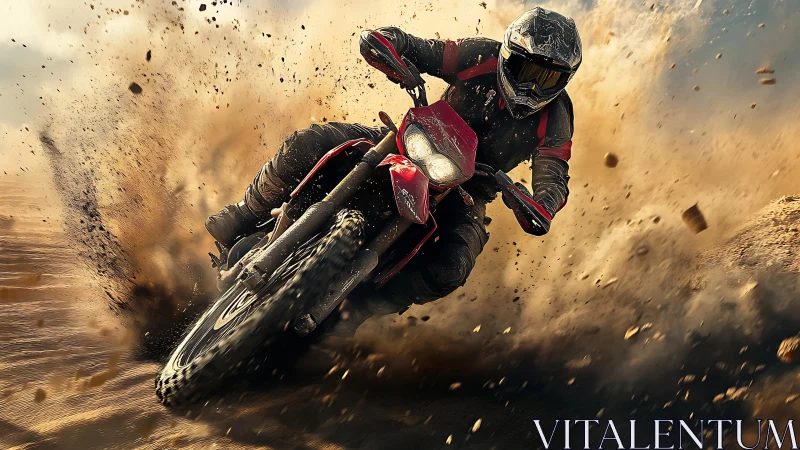 Dusty trail adventure with a fearless dirt bike rider.