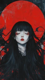 Moon-pale oracle drifts before a devouring crimson sun