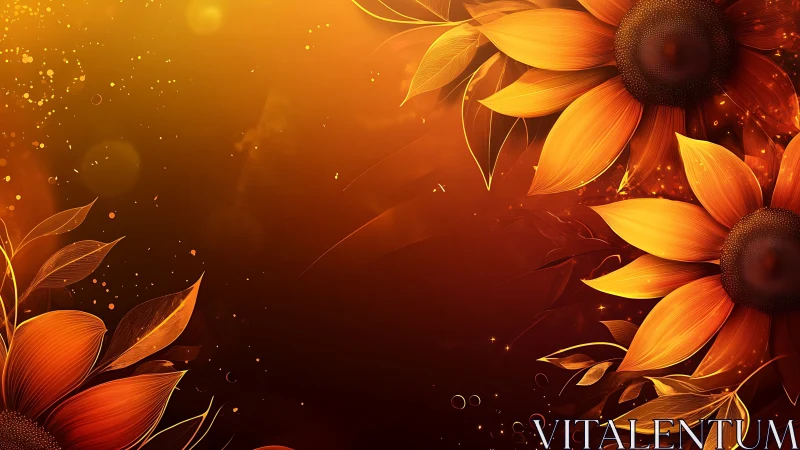 Golden Sunflowers Glow in Warm Autumn Light