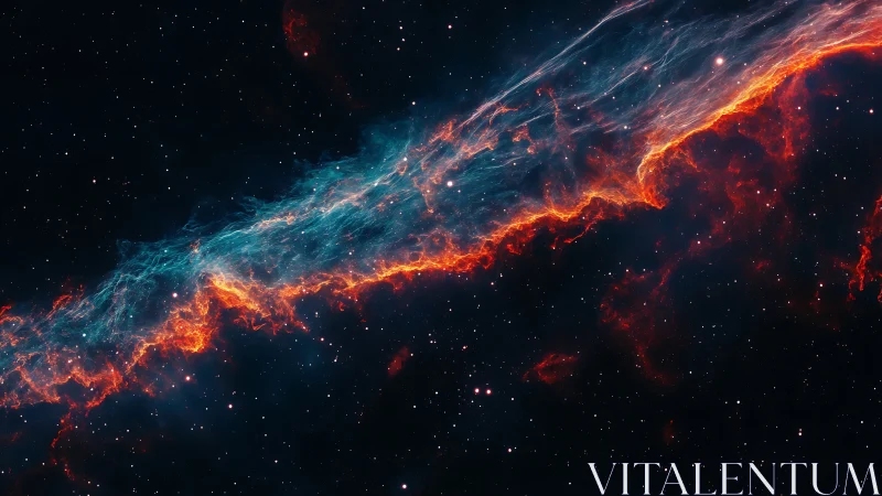 Nebula filament with blue and orange ionized gas band.