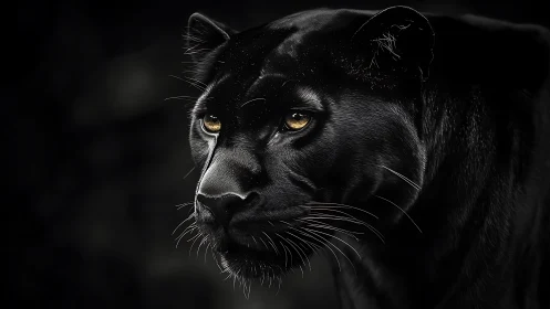 Black Panther with Golden Eyes in Dramatic Lighting.